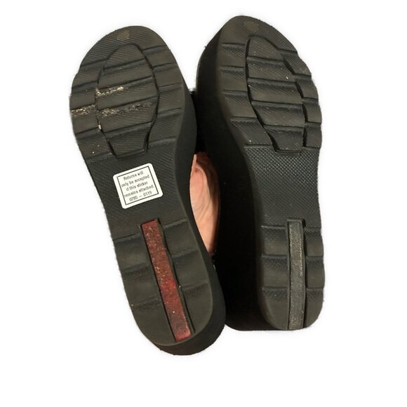 Prada Sport Authentic Solid Black Leather Platform Wedge Slides Sandals 6.5 - Picture 4 of 8